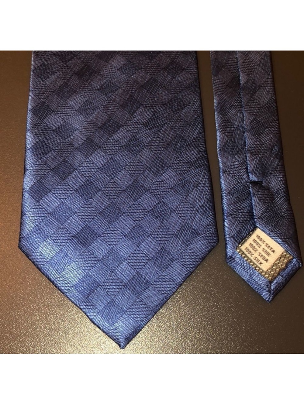 Covington Blue Diagonal Plaid Textured Silk Tie